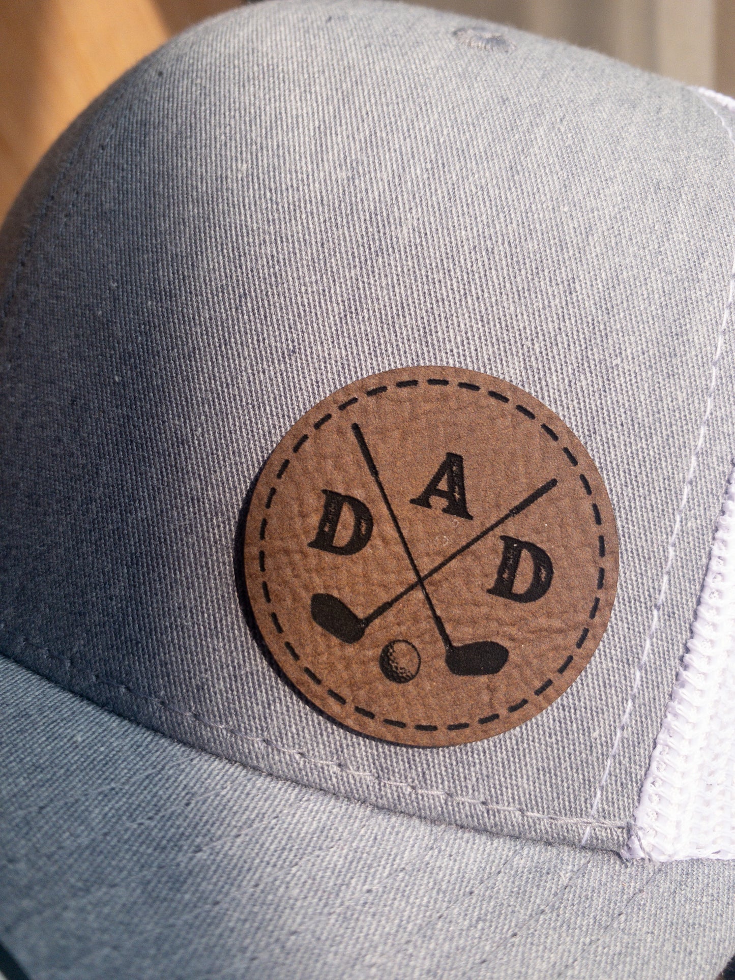 Golf Dad Leatherette Patch Trucker Hat