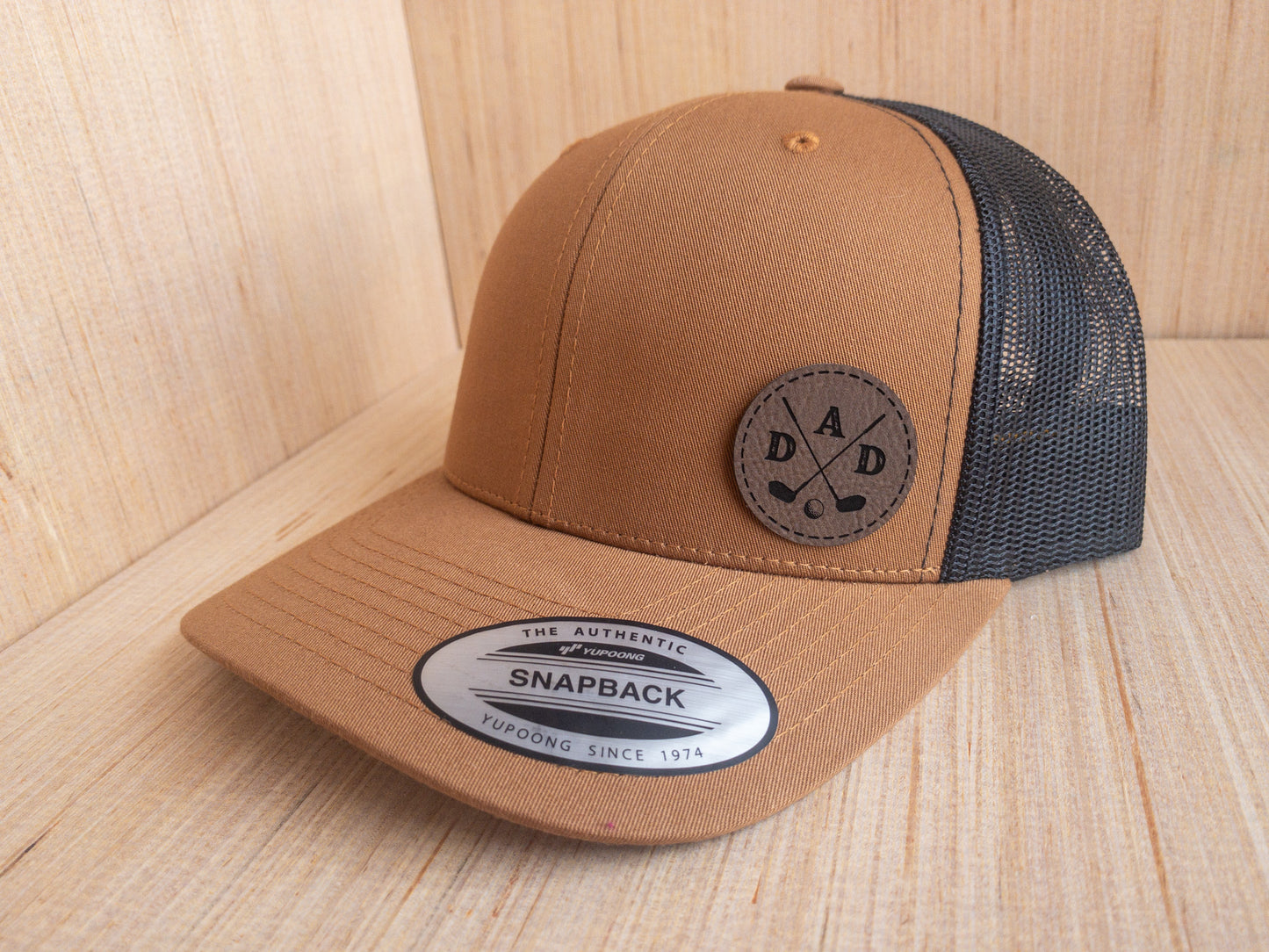 Golf Dad Leatherette Patch Trucker Hat