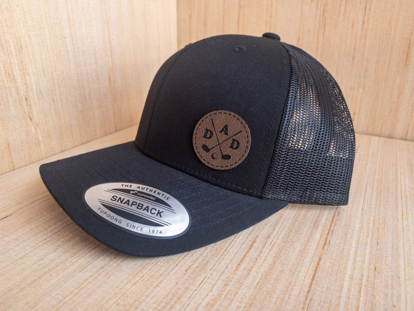 Golf Dad Leatherette Patch Trucker Hat