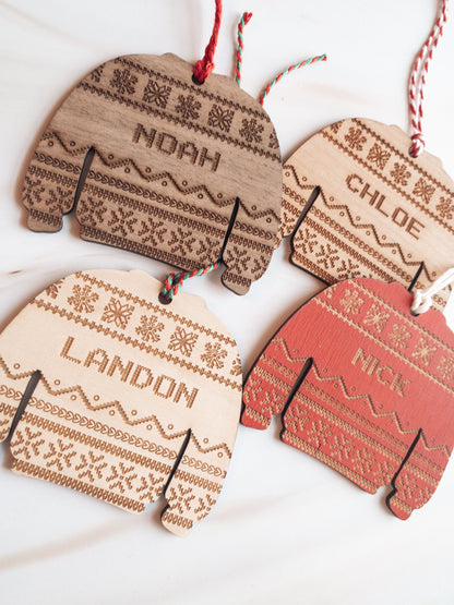 Personalized Ugly Sweater Wooden Ornament